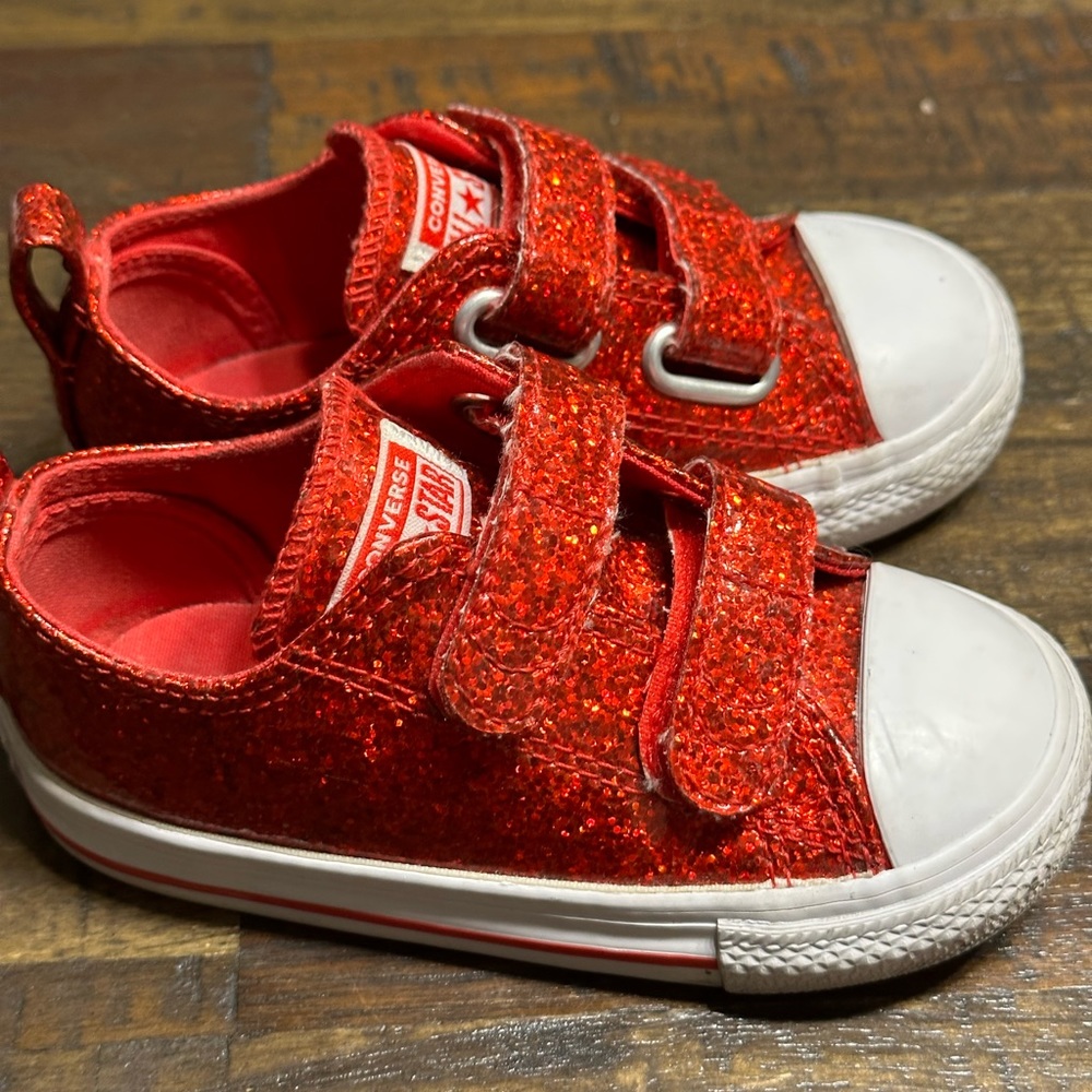 Little girls red sparkly converse